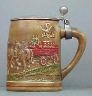 Pre 1980 smooth lidded stein with St Louis,MO in black print and Budweiser� Champion Clydesdales incised at bottom